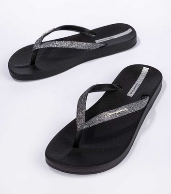 Black sequin flip flops online