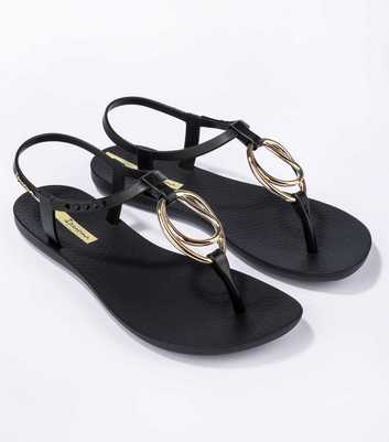 Ipanema Black Toe Post Sandals