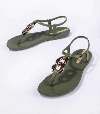 Ipanema Khaki Chain Toe Post Sandals New Look