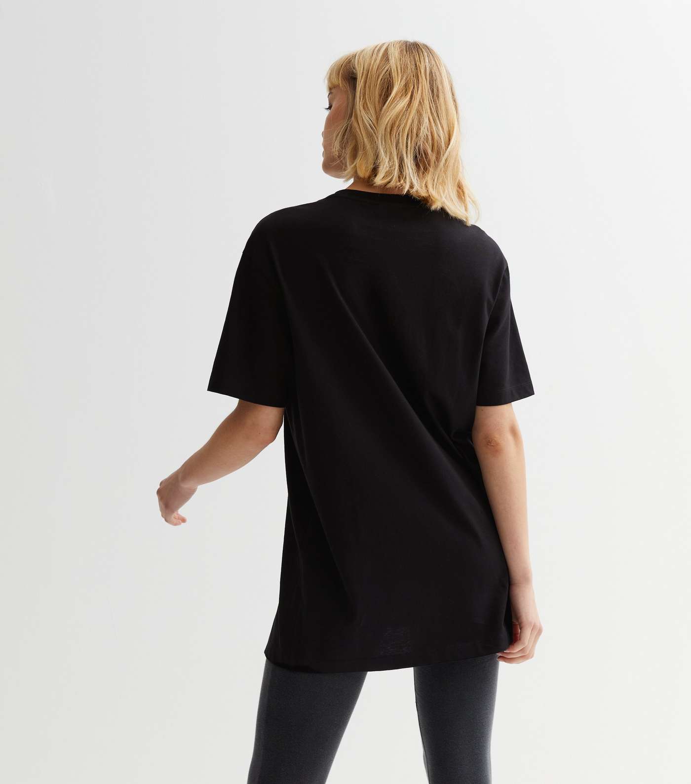 Black Cotton Split Hem Oversized T-Shirt Image 4