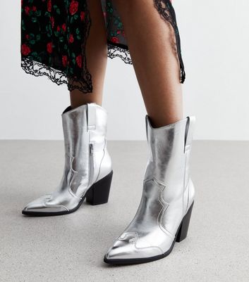 New look silver 2025 ankle boots