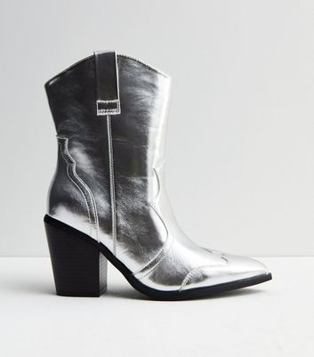 Silver on sale chunky boots