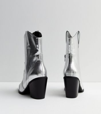 Silver boots sales new look