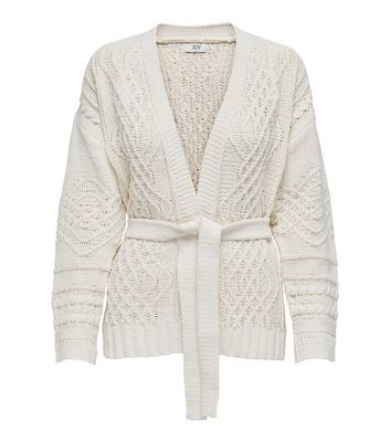 JDY Off White Knit Belted Cardigan New Look