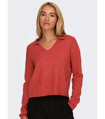 JDY Red Collared Knit Jumper