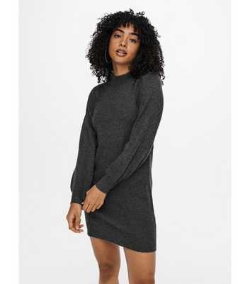  JDY Dark Grey Knit High Neck Mini Dress