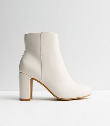 Leather white deals ankle boots