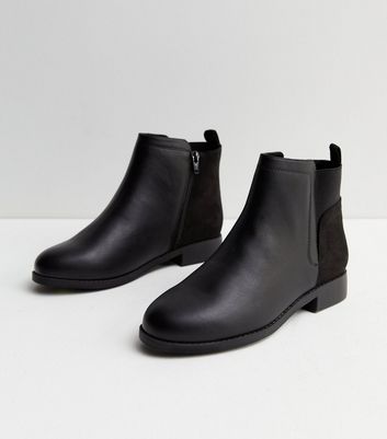 Flat black sales leather ankle boots