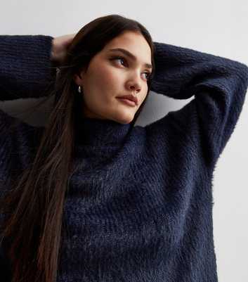 JDY Navy Knit High Neck Jumper