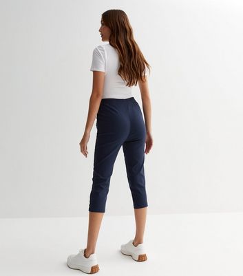 Blue Vanilla Navy Crop Utility Trousers New Look