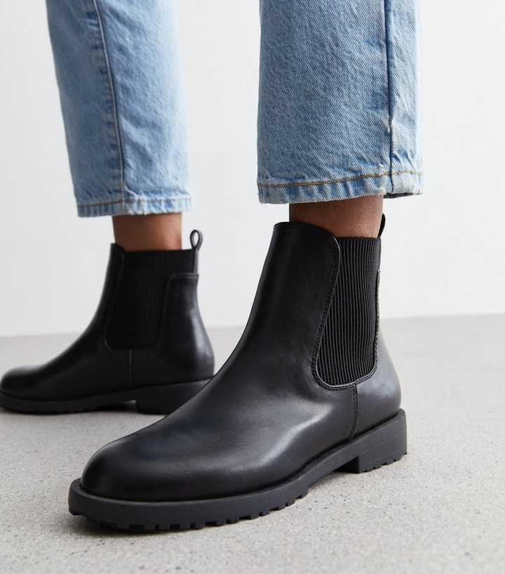 Væsen flygtninge Træde tilbage Black Leather-Look Chelsea Boots | New Look