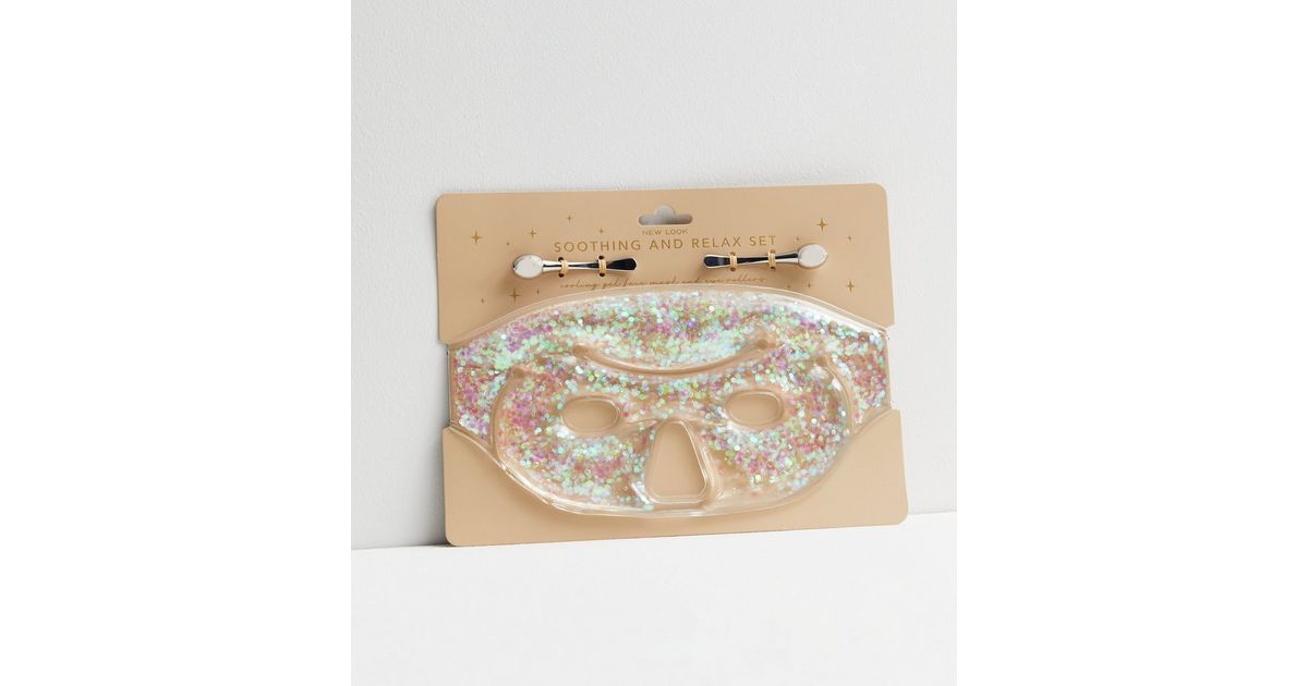 Pink Glitter Gel Eye Mask and Roller Set New Look