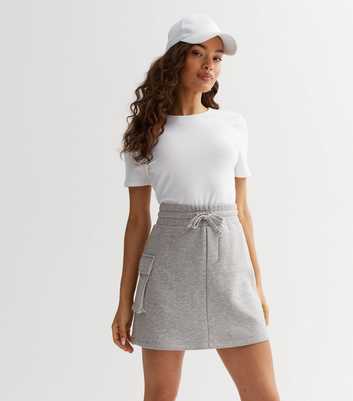 Petite Grey Jersey Mini Cargo Skirt