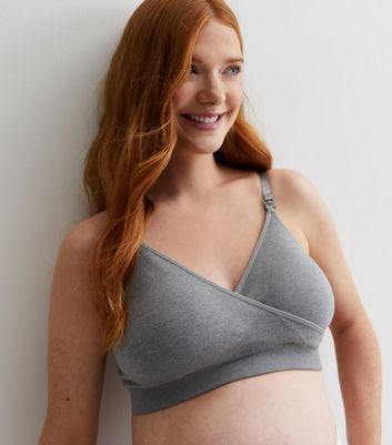 Maternity 2 Pack Light Grey and White Seamless Nursing Bras New Look
