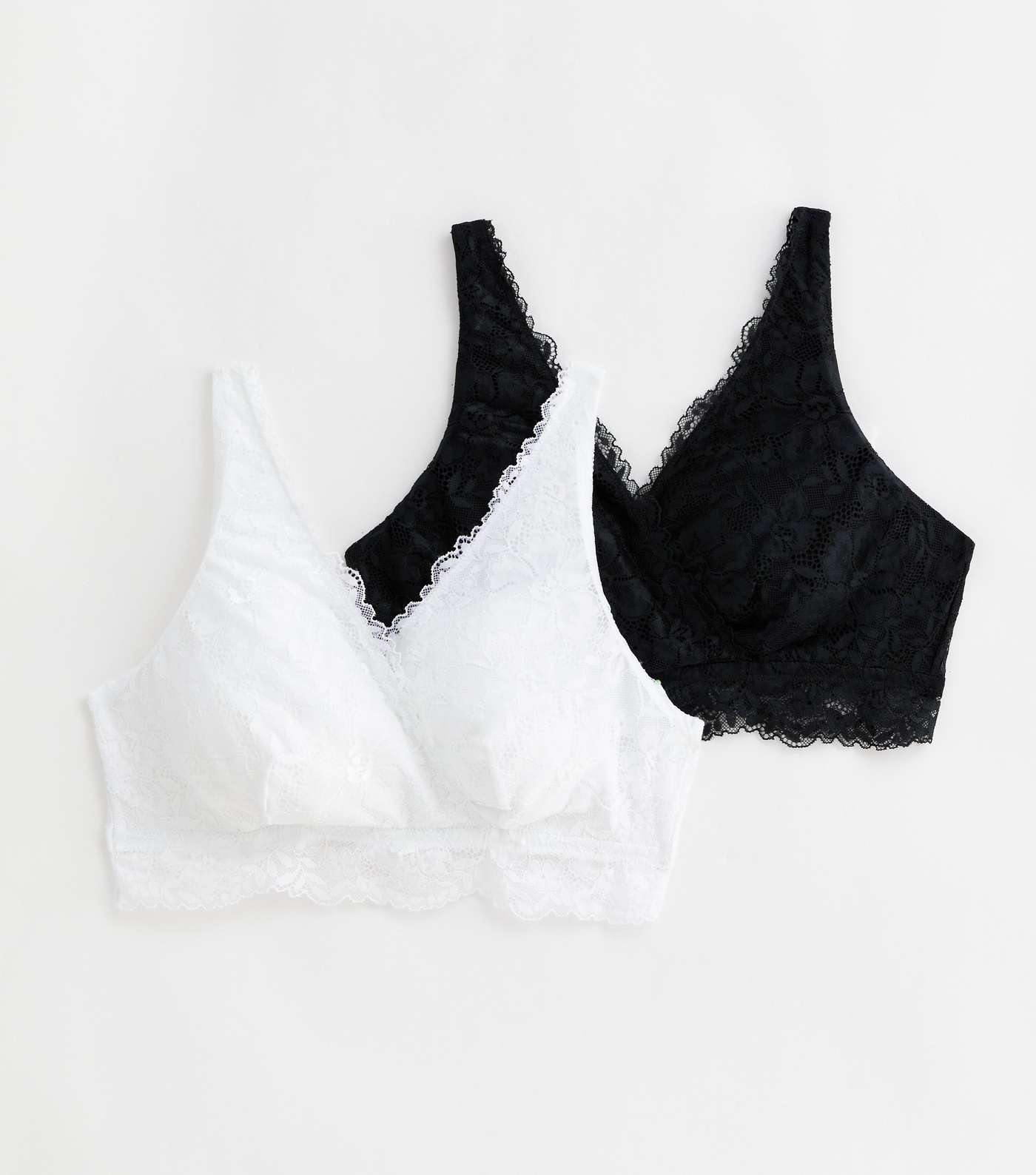 Maternity 2 Pack Black and White Lace Sleep Bras Image 5