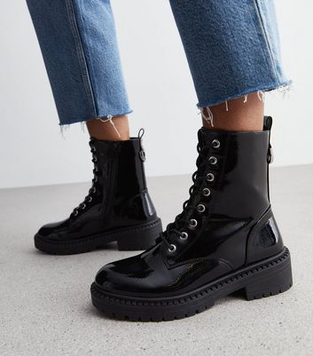 Girls patent store biker boots