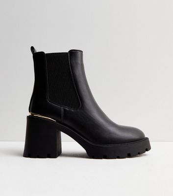 New look black heeled boots best sale