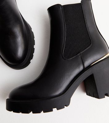 Black leather block heel hotsell chelsea boots