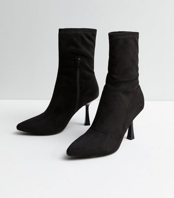 Black suede ankle boots stiletto outlet heel