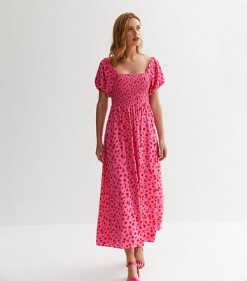 Pink Spot Bardot Puff Sleeve Midaxi Dress New Look