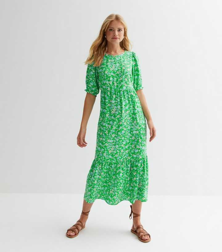 green emerald velvet dress Hunter Green Smocked Waist Midi Dress – Sail to Sable main image 0