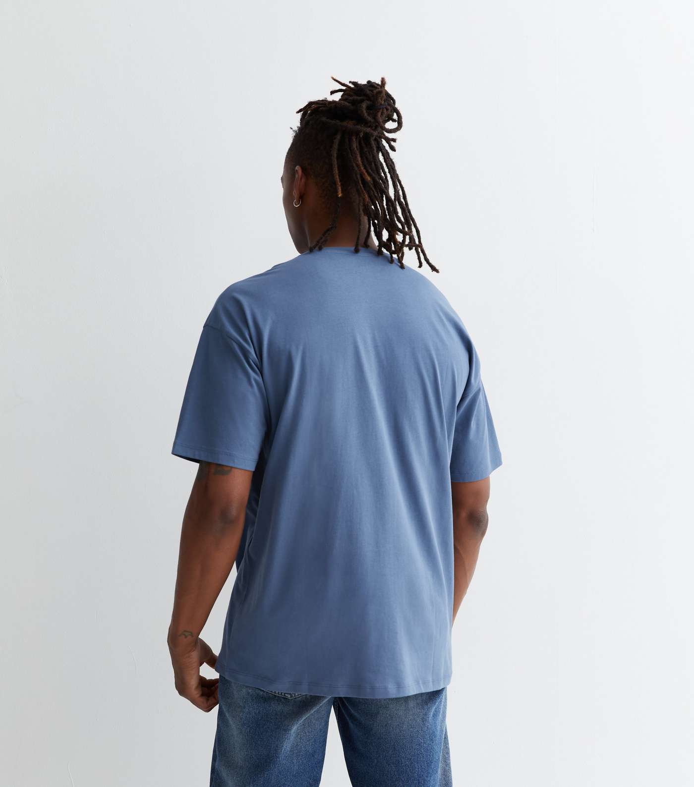 Blue Cotton Oversized T-Shirt Image 4