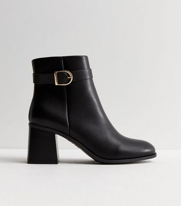 Black leather ankle deals boots no heel