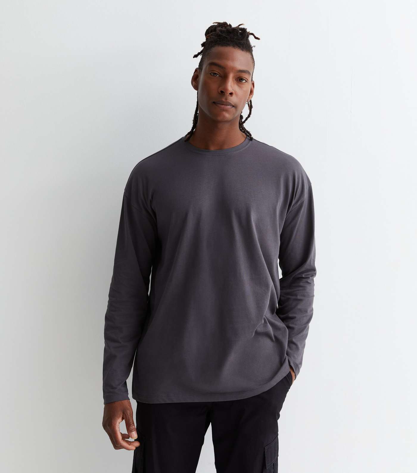 Dark Grey Cotton Long Sleeve T-Shirt