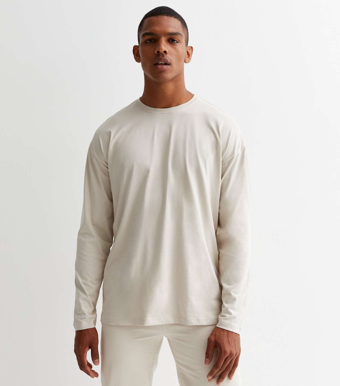 Stone Cotton Long Sleeve T-Shirt | New Look