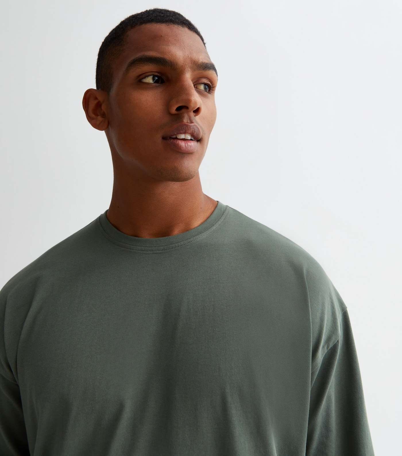 Khaki Cotton Long Sleeve T-Shirt Image 2