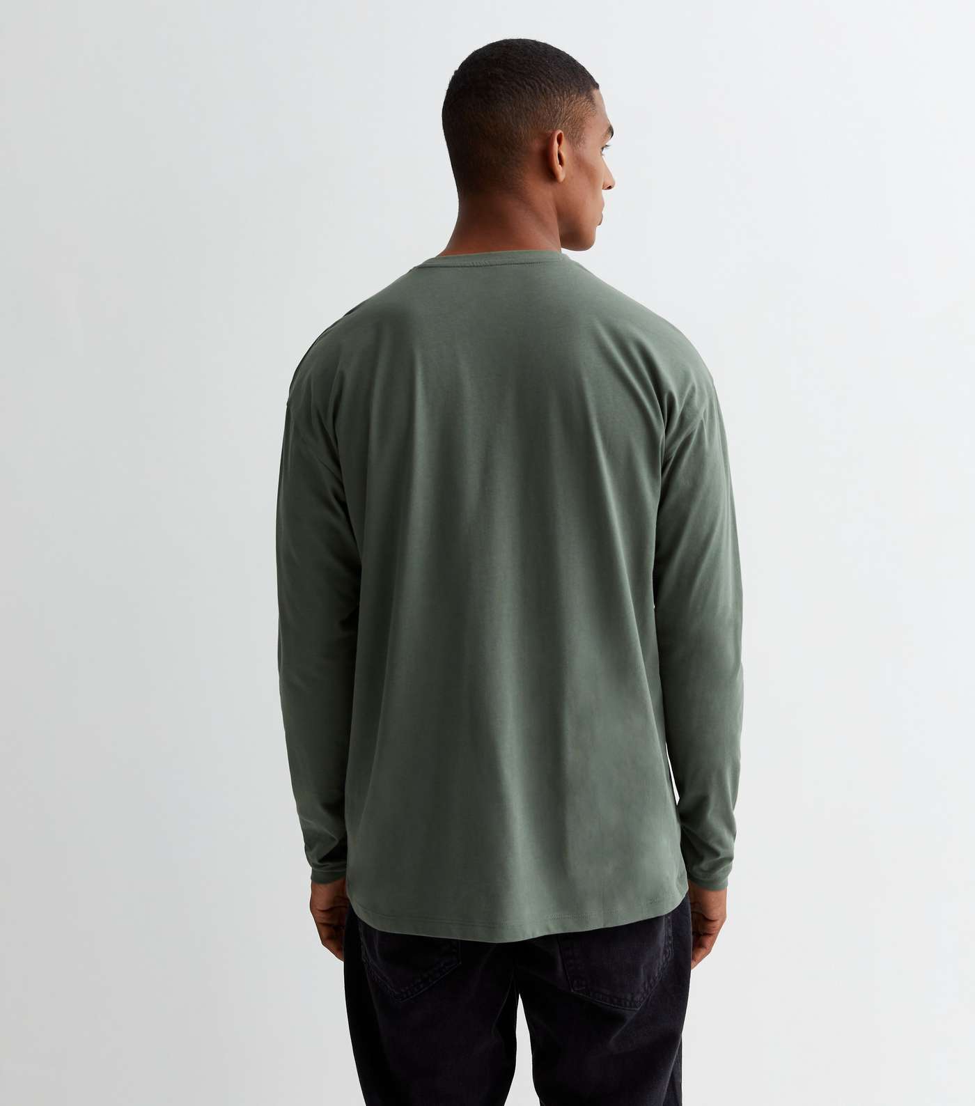 Khaki Cotton Long Sleeve T-Shirt Image 4