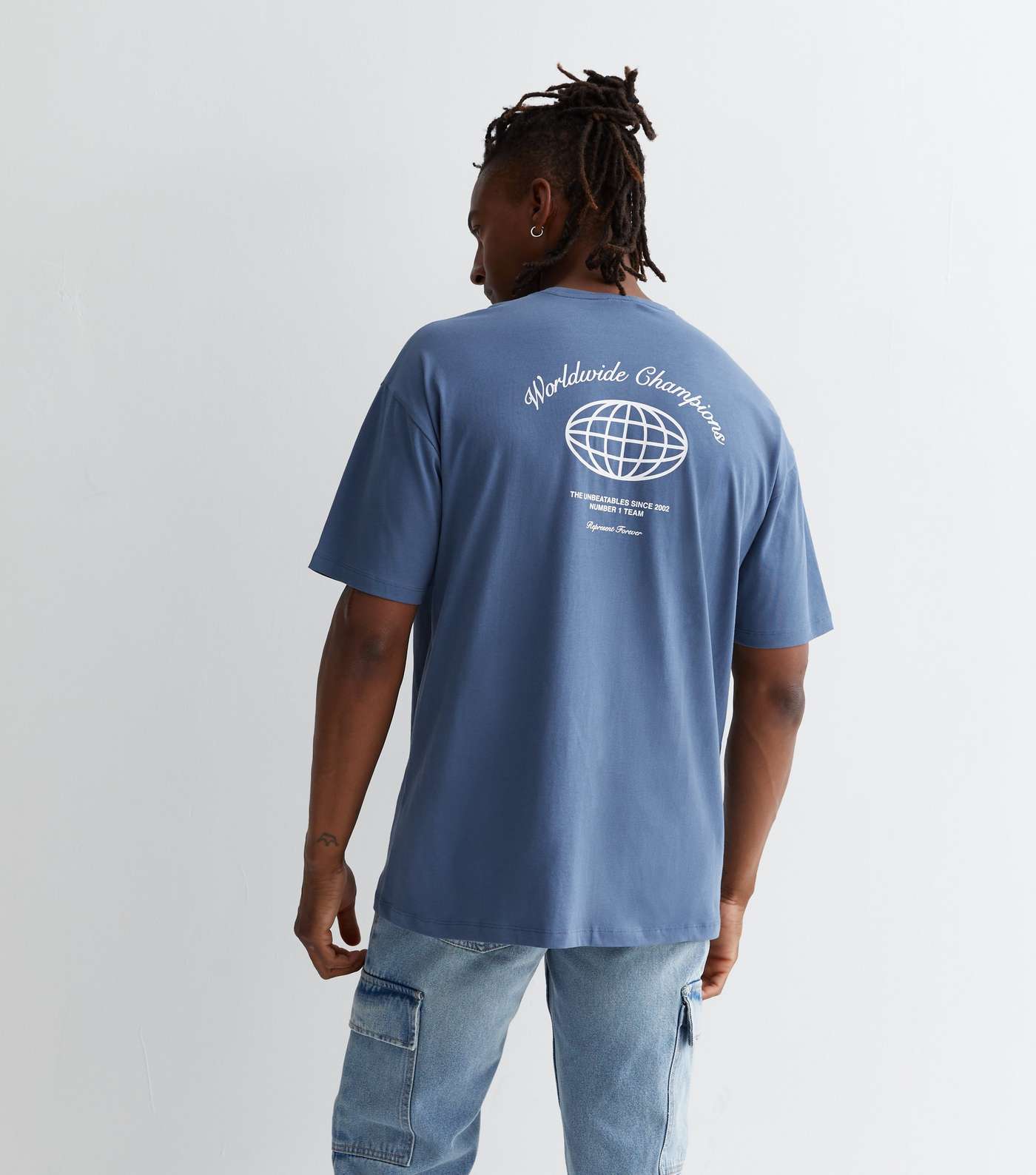 Blue Cotton Worldwide Champions Oversized Logo T-Shirt  Image 4