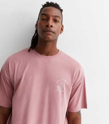 Pink Cotton Rose Embroidered Oversized T-Shirt