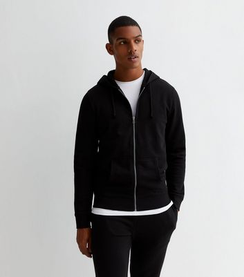 Black hoodie zipper outlet men's