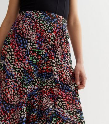 Multi coloured leopard print midi skirt sale