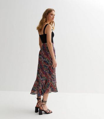 Multi coloured leopard 2025 print midi skirt