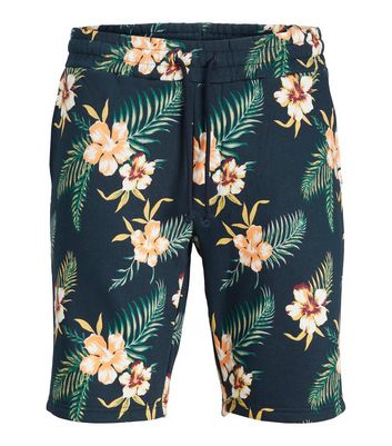 Jack & Jones Junior Navy Floral Sweat Shorts New Look