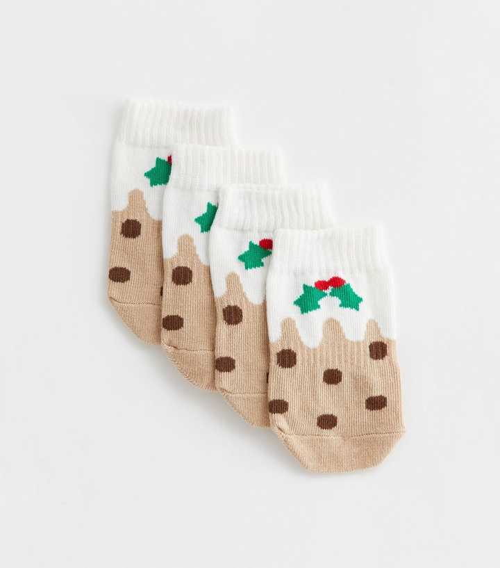 Brown Christmas Pudding Dog Socks