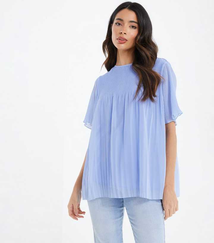 pale blue short sleeve blouse