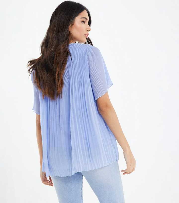 pale blue short sleeve blouse