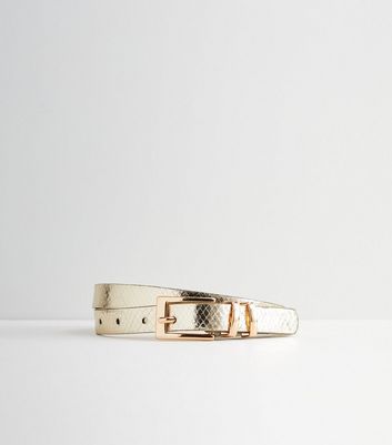 Gold Faux Snake Skinny Belt | New Look