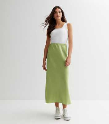 Urban Bliss Light Green Satin Maxi Skirt