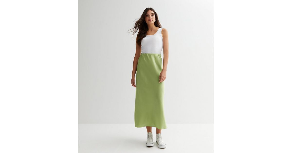 Urban Bliss Light Green Satin Maxi Skirt | New Look