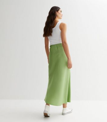 Satin maxi clearance skirt green