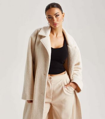 Urban Bliss Cream Wool Effect Longline Coat New Look