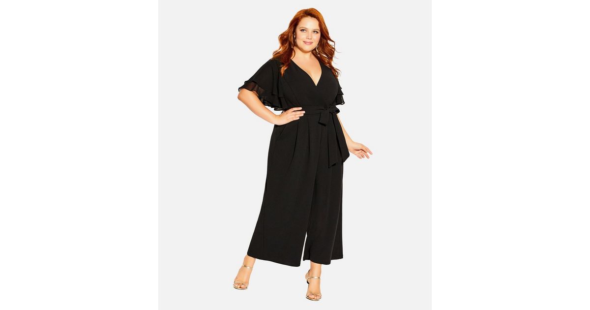 Flutter Sleeve Wrap Culotte Jumpsuit