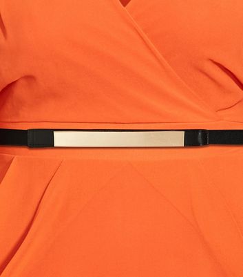 City Chic Curves Bright Orange Mini Wrap Dress New Look