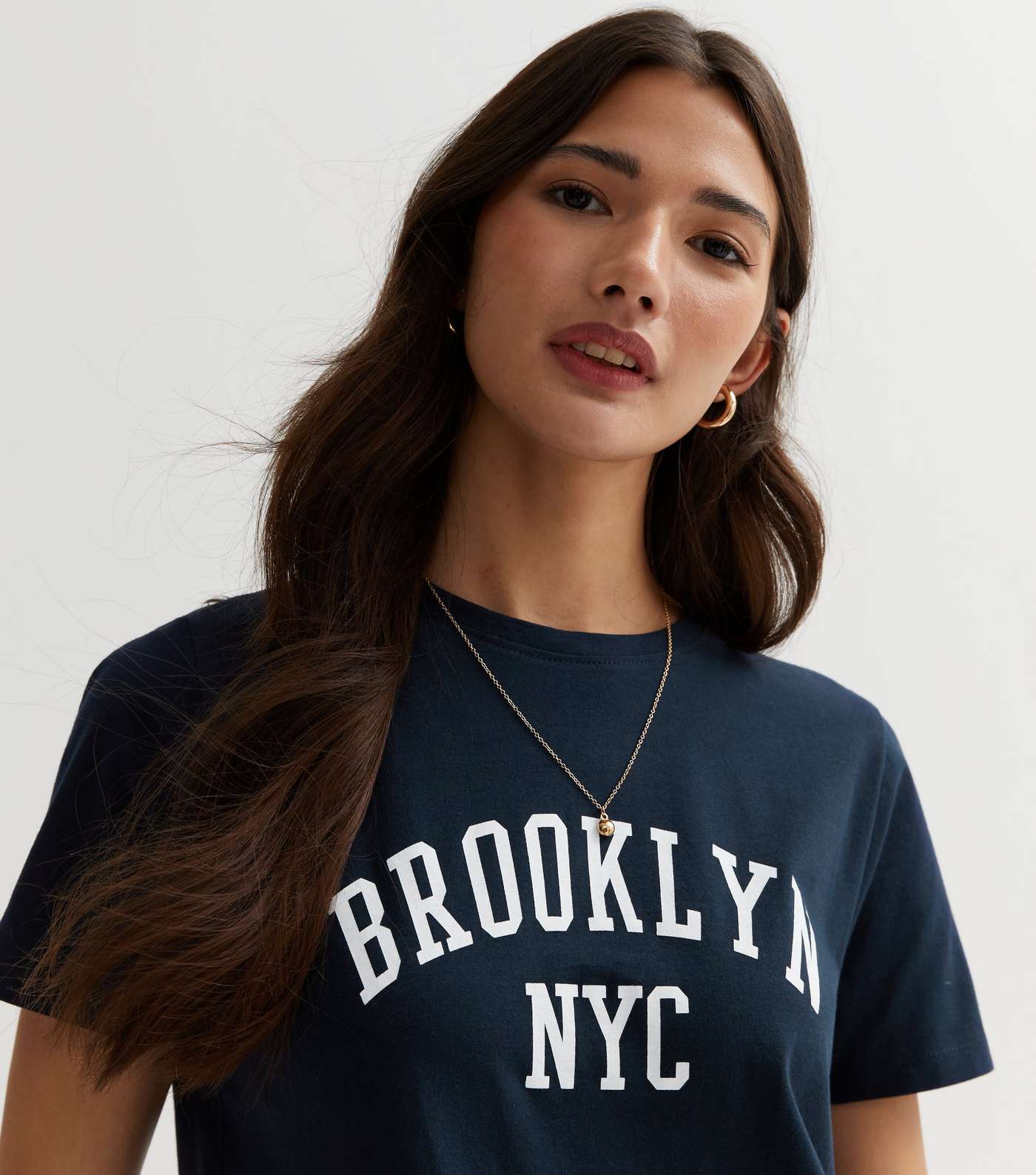 Navy Cotton Brooklyn NYC Logo T-Shirt Image 3