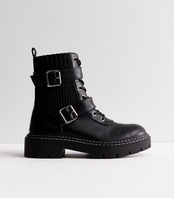 Black chunky best sale studded boots