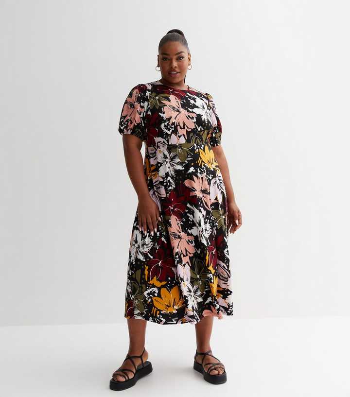 Plus Size Floral-Print Midi Dress